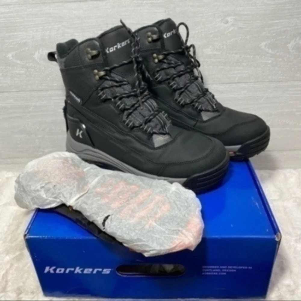 New Korkers Snowmageddon Boots size 9.5 color Black/Gray